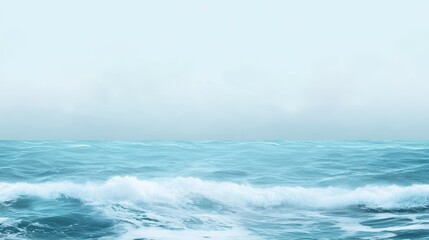 Fototapeta premium Ocean waves gently roll under a soft sky gradient creating serene coastal beauty