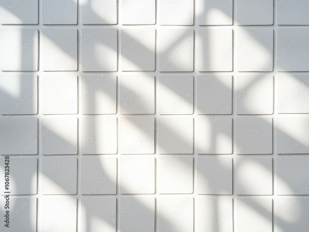 Poster create a clean white grid pattern with soft shadows for design projects