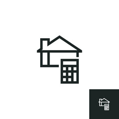 Home and calculator icon isolated on white background. Vector illustrations are made with vector-based software, not AI generated results.