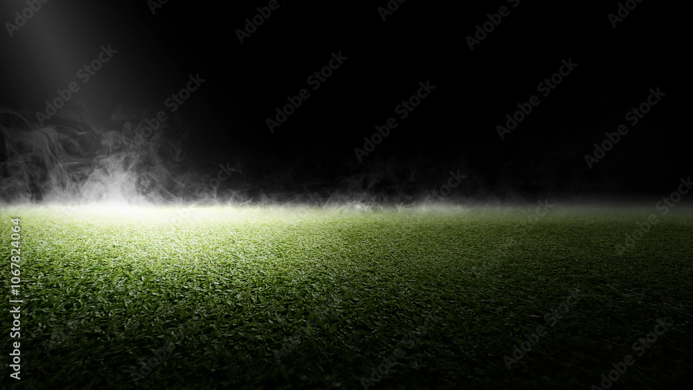 Poster surface of green grass. abstract texture with mist or fog