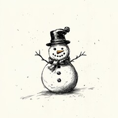 Cute snowman. Winter holiday theme.