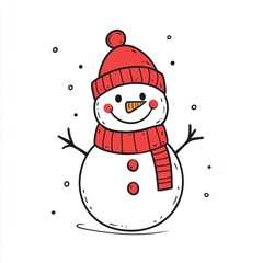 Naklejka premium Cute snowman. Icon. Vector. Winter holiday theme.