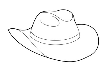 Cowboy Hat with band. Head Fashion accessory cap with wide brim clothing technical illustration. Vector headgear for Men, women, unisex style, flat template CAD mockup sketch outline isolated