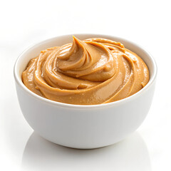 peanut butter in white bowl white background