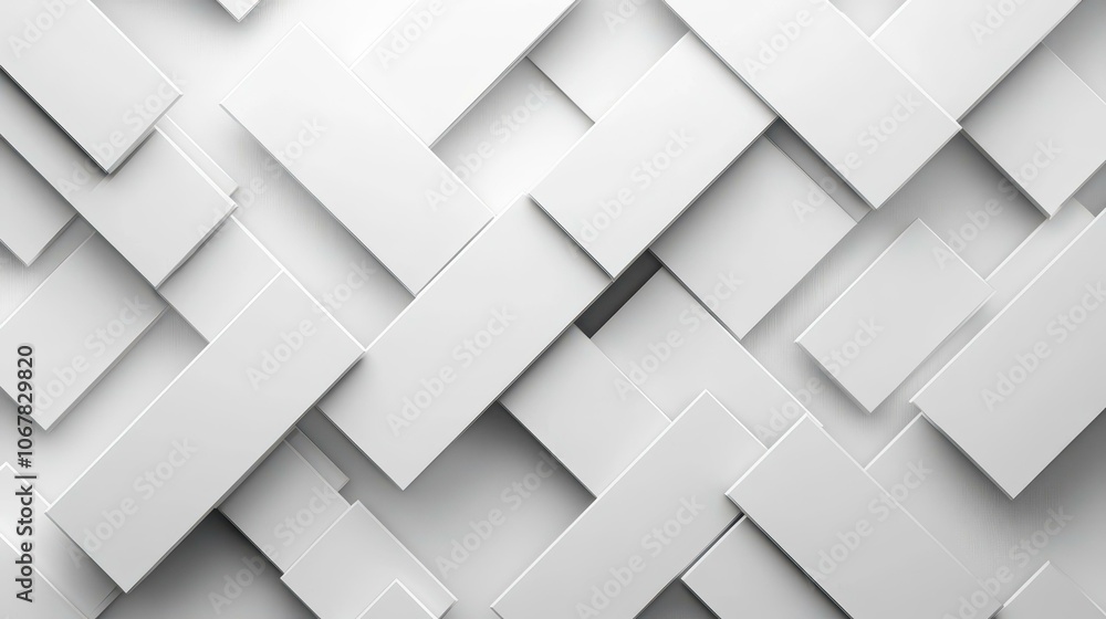 Poster a sleek modern abstract background featuring layered white geometric shapes casting soft shadows on 