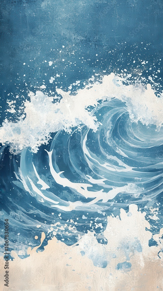 Aufkleber create a simple wave illustration in soft blue with ample central space for creative design
