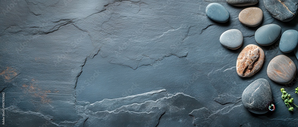 Aufkleber create a clean slate background with pebbles for your beach-inspired copy