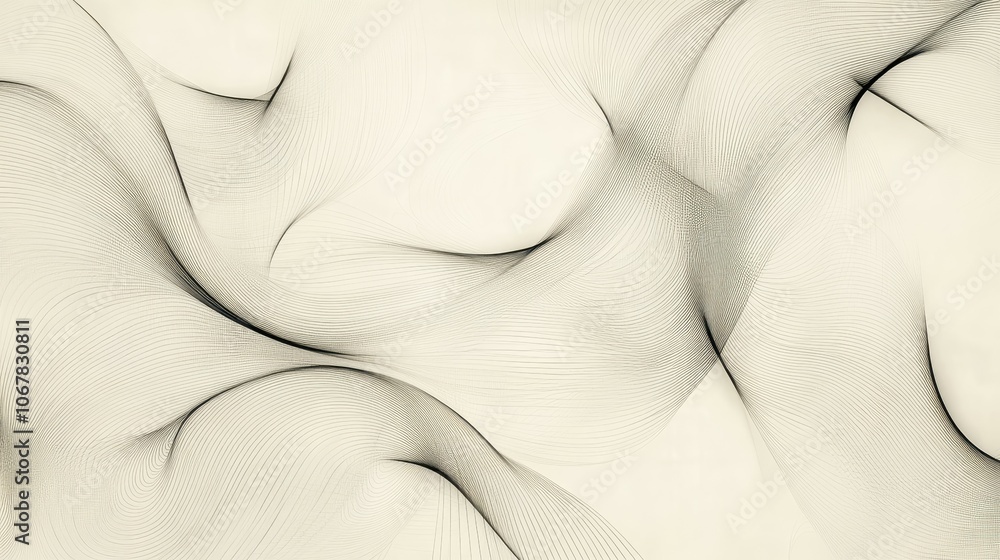Poster explore the serenity of minimal abstract patterns with curved lines at the center