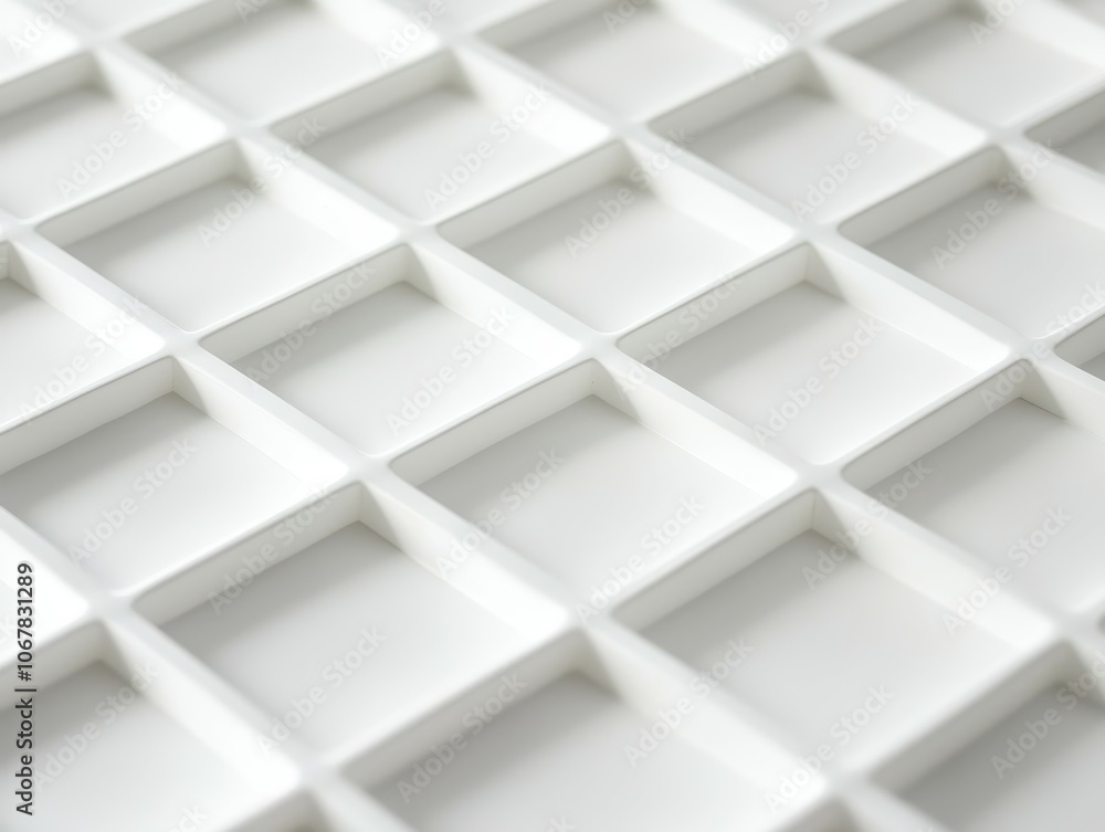 Poster create a clean white grid pattern with soft shadows and ample space for text design