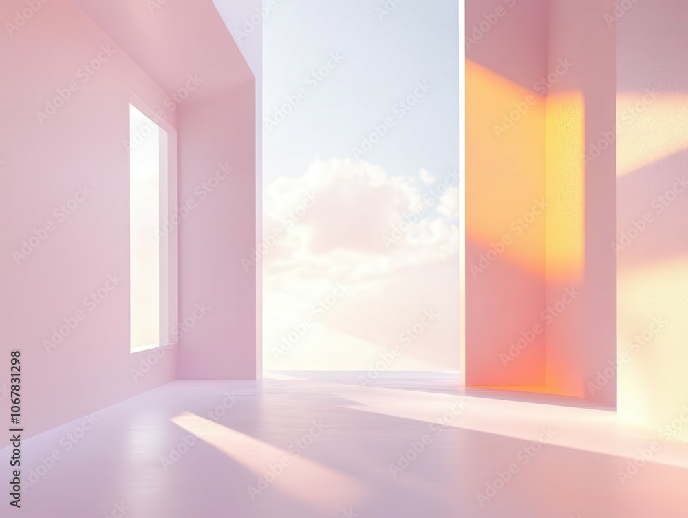 Aufkleber create a serene minimal pastel gradient background with expansive white space for your designs