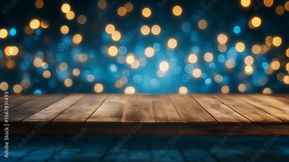 Aufkleber rustic wooden table with a dreamy bokeh background, warm and inviting scene for gatherings intimate 