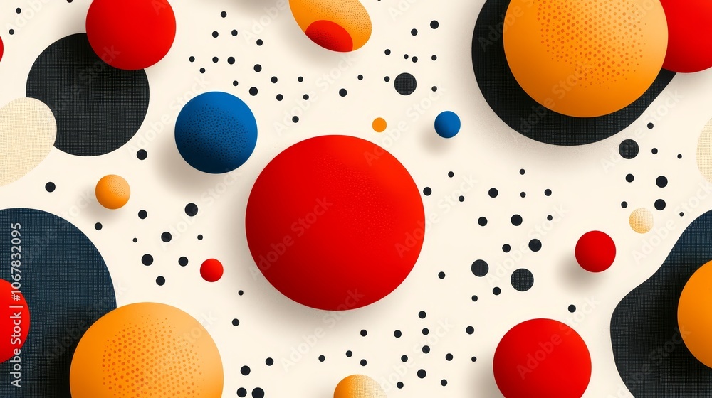 Poster colorful burst of circles and dots, a dynamic abstract pattern for modern design