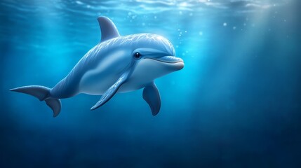 Obraz premium Playful dolphin gracefully glides through the vast ocean's crystalclear turquoise waters