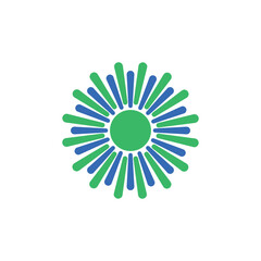 Logo circle spark green blue unique design with blank background