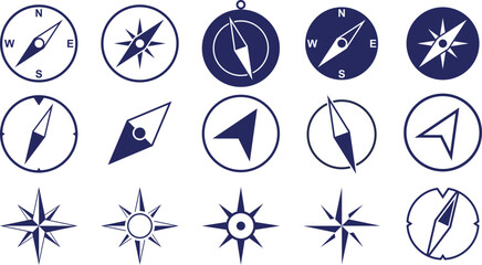 Navigation compass flat icons.