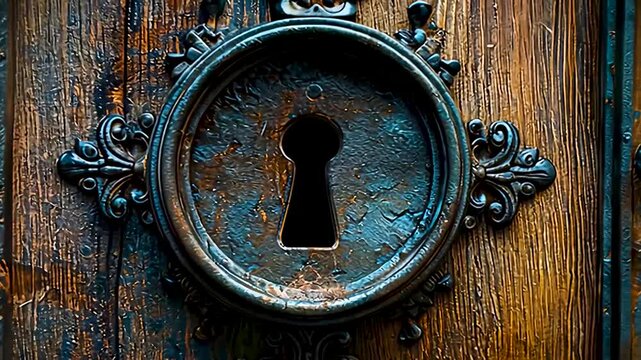 アンティーク調のドアの鍵穴の背景