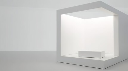 White Minimalist Booth - a sleek and modern display concept. The white minimalist design creates a clean and inviting space.