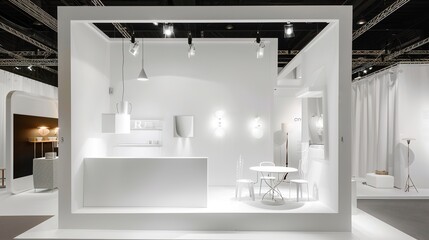 White Minimalist Booth - a sleek and modern display concept. The white minimalist design creates a clean and inviting space.