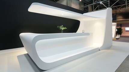White Minimalist Booth - a sleek and modern display concept. The white minimalist design creates a clean and inviting space.
