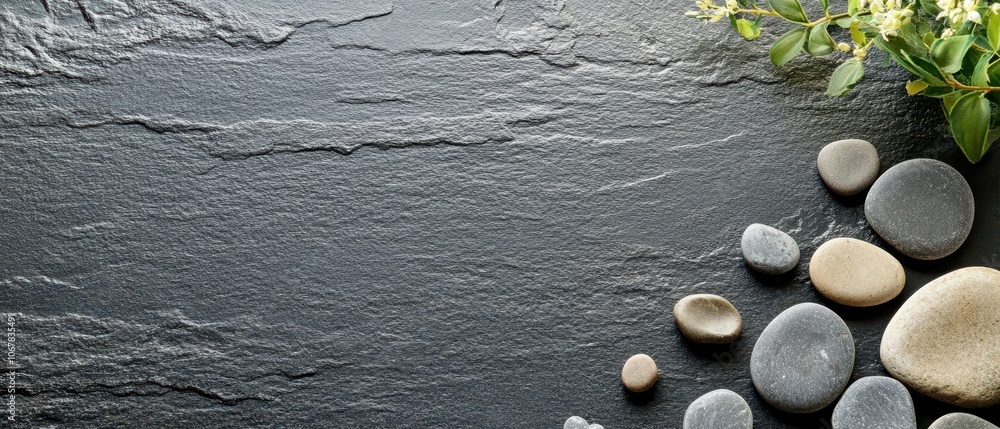 Poster create a clean slate background with pebbles for effective copy space on beach themes