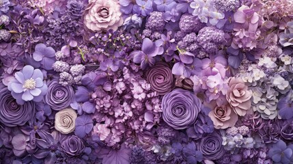 A dreamy scene featuring a variety of purple blooms, creating a harmonious and enchanting floral background.