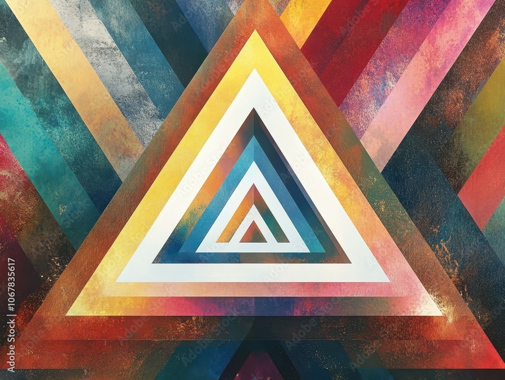 Poster create stunning visuals with an abstract triangle pattern featuring a white center