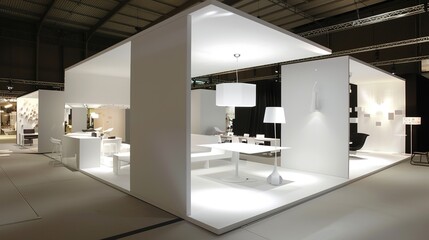 White Minimalist Booth - a sleek and modern display concept. The white minimalist design creates a clean and inviting space.