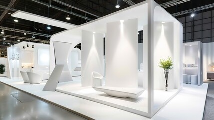 White Minimalist Booth - a sleek and modern display concept. The white minimalist design creates a clean and inviting space.