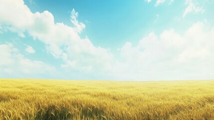 Obraz premium Explore golden fields under a bright summer sky with ample space for crops