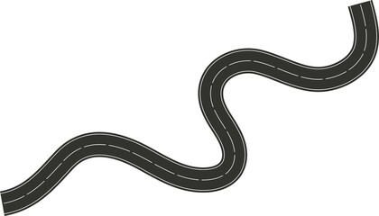 Highway asphalt road curve white markings. Design element