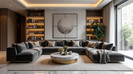 Luxurious and modern interior living room.