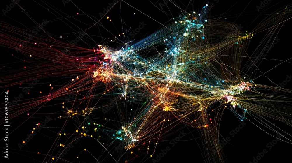 Poster An abstract representation of a global network, showcasing the interconnectedness of businesses in the digital age.
