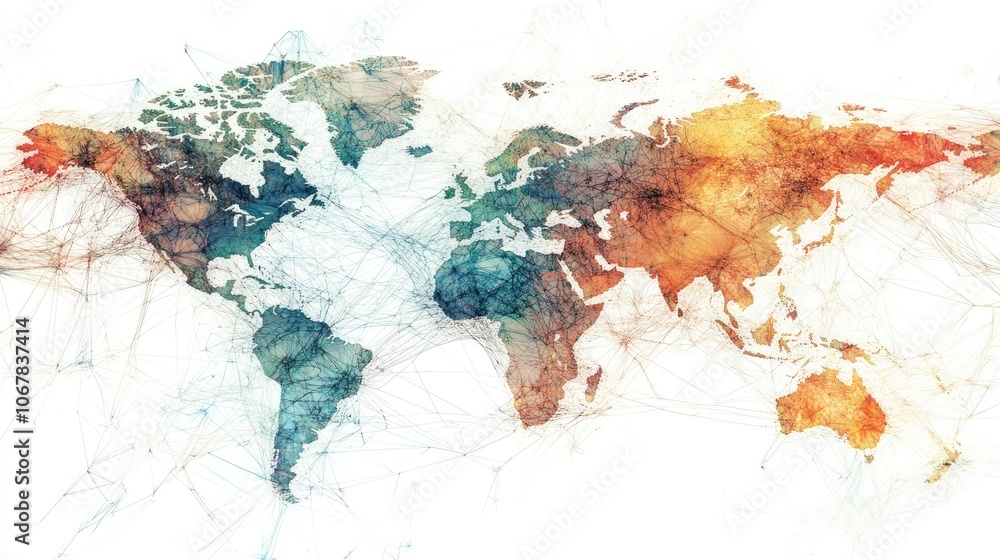Poster An abstract representation of a global network, showcasing the interconnectedness of businesses in the digital age.