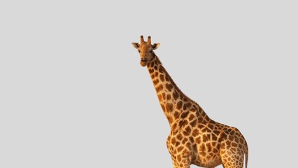 Isolated giraffe cutout with no background distractions on a white background