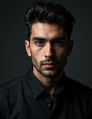 Fototapeta premium Middle Eastern Man Portrait Dark Dramatic Lighting