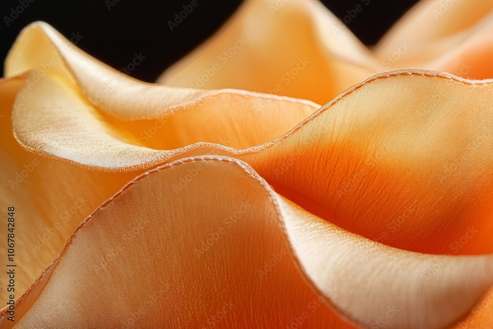 Poster an abstract image of flowing orange fabric with smooth, rippling textures, evoking warmth and energy