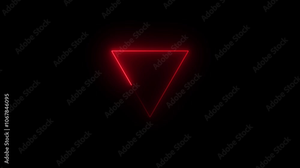 Aufkleber glowing neon color triangle icon animation red triangle animation on black background on black backg