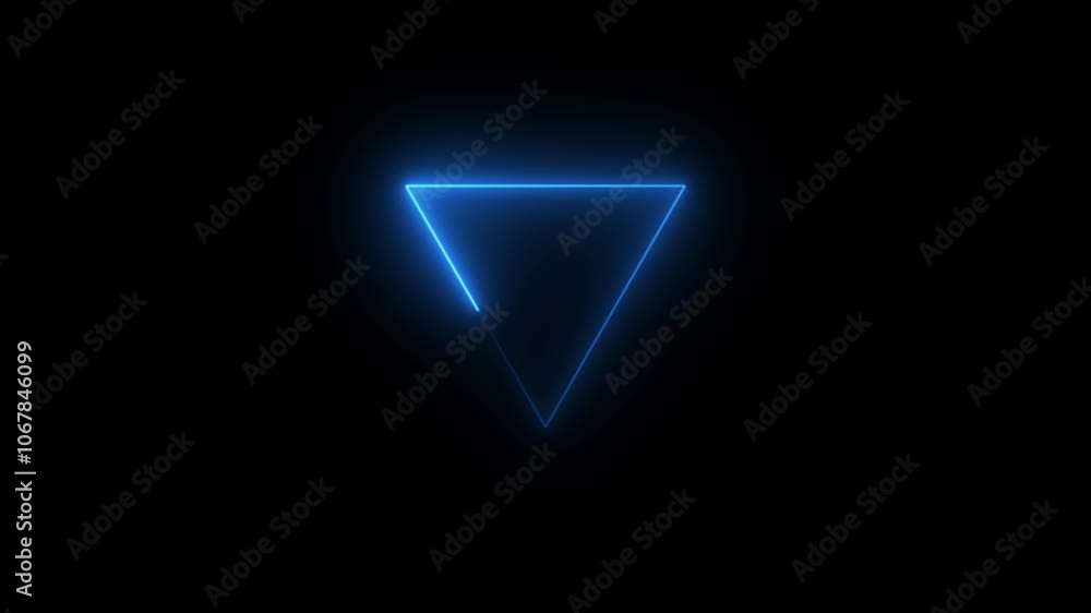Aufkleber glowing neon color triangle icon animation blue triangle animation on black background on black back