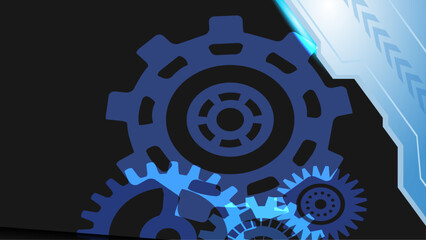 Abstract Blue Gears and Technology Background Design