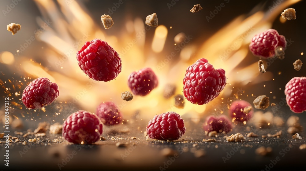 Poster dynamic descent, rass cascading through the air a captivating display of motion, texture, and visual