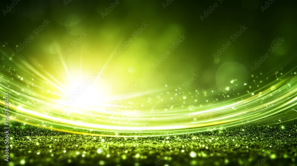 Poster luminous abstract green background, soft light effects and subtle gradient texture for modern design