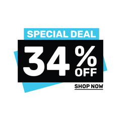 Special deal 34 off price marketing blue color design.