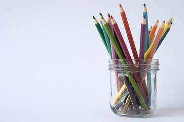 Fototapeta premium Coloring pencils in all the colours of the rainbow.