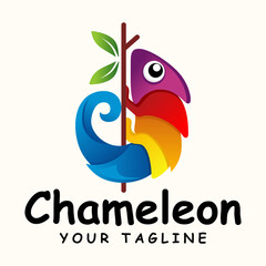 chameleon gradient logo. colorful chameleon logo design vector © rina