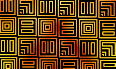 Ethnic geometric and ethnic oriental pixel pattern design. shiny gold motifs square ethnic pattern. artistic pattern.