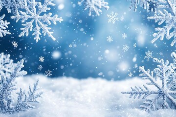 Elegant winter border adorned with intricate snowflakes.