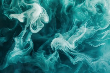 Obraz premium Swirling ink patterns in deep blue and teal create an abstract landscape reminiscent of ocean waves and ethereal skies