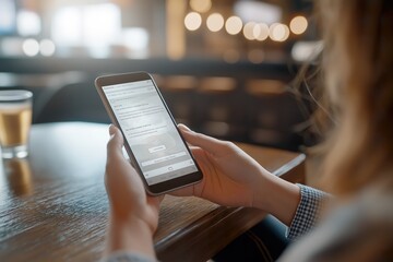 Person using smartphone to generate art in a relaxed café setting