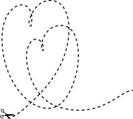 Heart dotted line with scissors