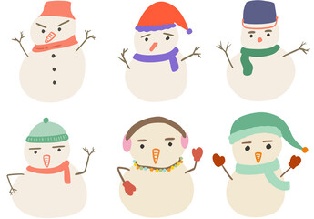 set of cute christmas snowman